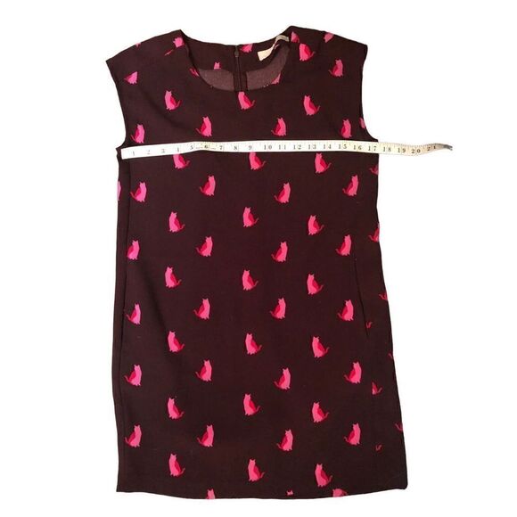 Ann Taylor Loft dark grape colored sheath dress with cat print in Barbie pink XS - Picture 11 of 14